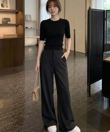 ローライズ ワイドレッグパンツ