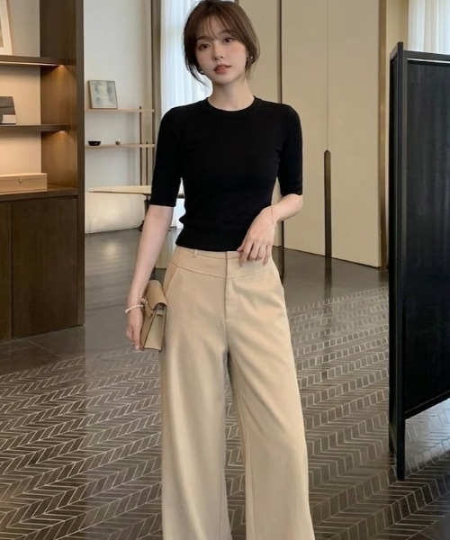 gossip！ロサンゼルス（ゴシップロサンゼルス）の「ローライズ ワイドレッグパンツ（チノパンツ・レディース・ベージュ/ブラック/ホワイト・S/L/M）」の7枚目の写真