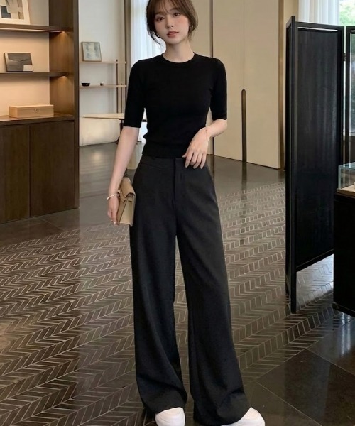gossip！ロサンゼルス（ゴシップロサンゼルス）の「ローライズ ワイドレッグパンツ（チノパンツ・レディース・ベージュ/ブラック/ホワイト・S/L/M）」の9枚目の写真