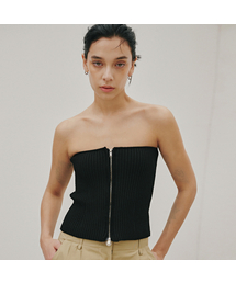 ODER（オディエール）の「ツーウェイジッパーゴルジトップ-ブラック（Tシャツ/カットソー）」