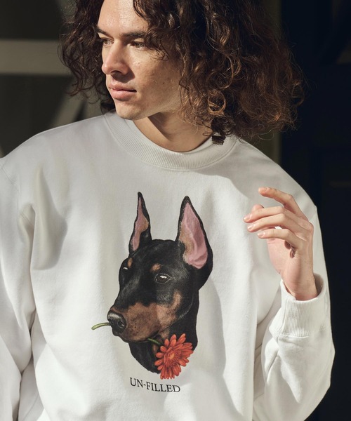 UN-FILLED(アンフィルド)の「msw1839- REAL GERBERA DOG CN SWEAT スウェット(ドーベルマン)(SDUF-2602DBM)(スウェット・メンズ・ホワイト/グレー・M/XL/L)」の17枚目の写真
