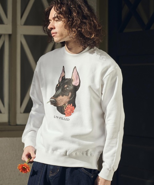 UN-FILLED(アンフィルド)の「msw1839- REAL GERBERA DOG CN SWEAT スウェット(ドーベルマン)(SDUF-2602DBM)(スウェット・メンズ・ホワイト/グレー・M/XL/L)」の18枚目の写真