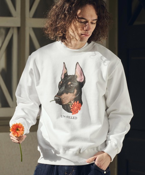 UN-FILLED(アンフィルド)の「msw1839- REAL GERBERA DOG CN SWEAT スウェット(ドーベルマン)(SDUF-2602DBM)(スウェット・メンズ・ホワイト/グレー・M/XL/L)」の19枚目の写真
