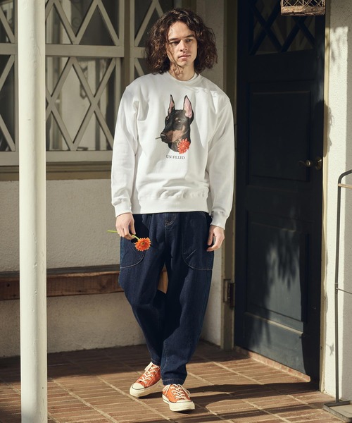 UN-FILLED(アンフィルド)の「msw1839- REAL GERBERA DOG CN SWEAT スウェット(ドーベルマン)(SDUF-2602DBM)(スウェット・メンズ・ホワイト/グレー・M/XL/L)」の22枚目の写真