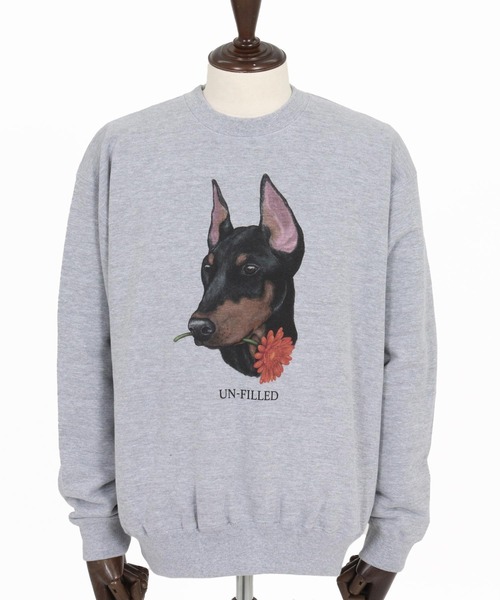 UN-FILLED(アンフィルド)の「msw1839- REAL GERBERA DOG CN SWEAT スウェット(ドーベルマン)(SDUF-2602DBM)(スウェット・メンズ・ホワイト/グレー・M/XL/L)」の3枚目の写真