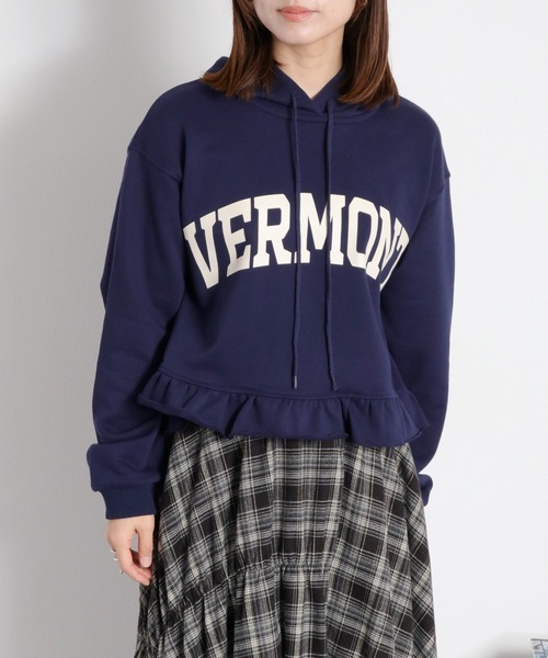 cepo（セポ）の「裏毛フリルパーカー（パーカー・レディース・ネイビー/グレー/オフホワイト・M）」の3枚目の写真