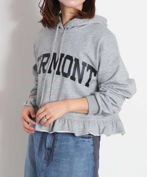 cepo（セポ）の「裏毛フリルパーカー（パーカー・レディース・ネイビー/グレー/オフホワイト・M）」の2枚目の写真