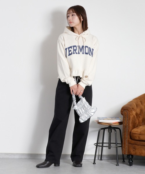 cepo（セポ）の「裏毛フリルパーカー（パーカー・レディース・ネイビー/グレー/オフホワイト・M）」の5枚目の写真