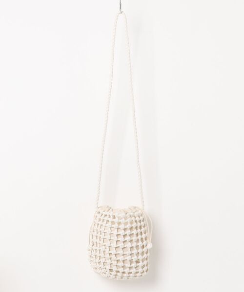 minia(ミニア)の「PUレザーのメッシュ編みショルダー< コットン巾着付き >(ショルダーバッグ・レディース・アイボリー/ブラック・FREE)」の7枚目の写真