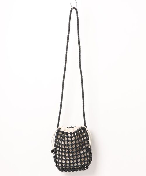 minia(ミニア)の「PUレザーのメッシュ編みショルダー< コットン巾着付き >(ショルダーバッグ・レディース・アイボリー/ブラック・FREE)」の10枚目の写真