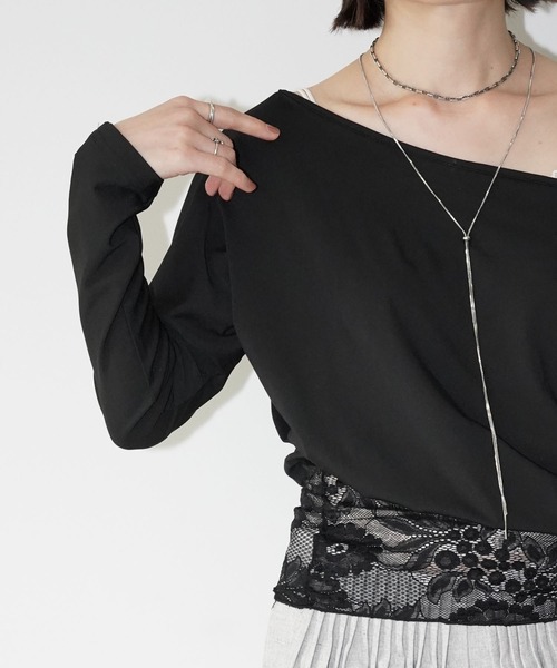 chuclla(チュクラ)の「ワンショルダー レースコンビトップス chw26s062(Tシャツ/カットソー・レディース・ブラック・FREE)」の6枚目の写真