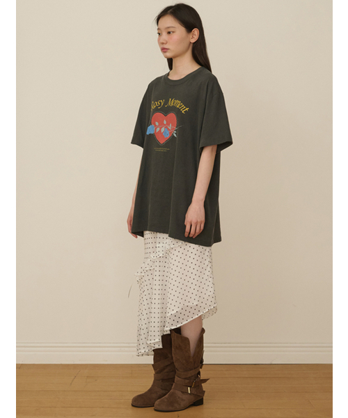 OPENING SUNSHINE（オープニングサンシャイン）の「ヴィンテージピグメントローズグラフィックTシャツ_チャコール（Tシャツ/カットソー・レディース・その他・FREE）」の5枚目の写真
