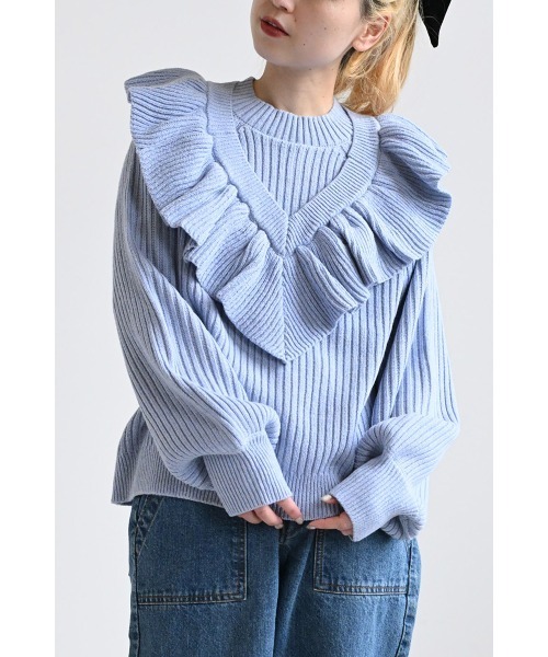 HEART MARKET(ハートマーケット)の「ビッグフリルニットプルオーバー(ニット/セーター・レディース・ナチュラル/イエロー/サックスブルー・FREE)」の1枚目の写真
