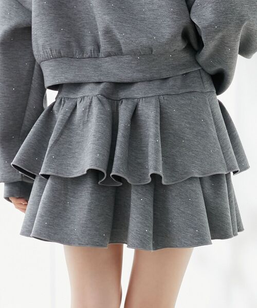 MAJESTIC LEGON(マジェスティックレゴン)の「キラキララインストーンスカパン(スカート・レディース・チャコールグレー/アイボリー/ピンクベージュ/ブラック/グレー・MEDIUM)」の22枚目の写真