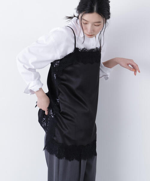 N.（N. Natural Beauty Basic）（エヌエヌナチュラルビューティーベーシック）の「サテンレースキャミソール（キャミソール・レディース・ベージュ/ブラック/オフホワイト・ﾌﾘ-）」の4枚目の写真