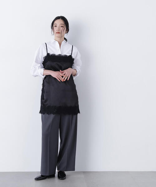 N.（N. Natural Beauty Basic）（エヌエヌナチュラルビューティーベーシック）の「サテンレースキャミソール（キャミソール・レディース・ベージュ/ブラック/オフホワイト・ﾌﾘ-）」の5枚目の写真