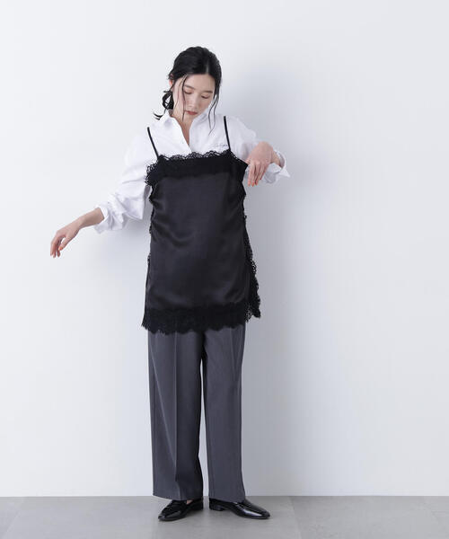 N.（N. Natural Beauty Basic）（エヌエヌナチュラルビューティーベーシック）の「サテンレースキャミソール（キャミソール・レディース・ベージュ/ブラック/オフホワイト・ﾌﾘ-）」の6枚目の写真