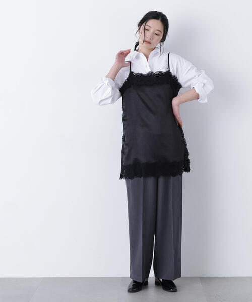 N.（N. Natural Beauty Basic）（エヌエヌナチュラルビューティーベーシック）の「サテンレースキャミソール（キャミソール・レディース・ベージュ/ブラック/オフホワイト・ﾌﾘ-）」の7枚目の写真