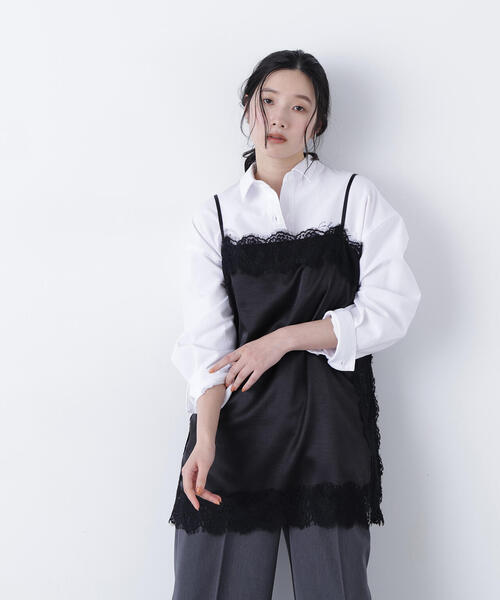 N.（N. Natural Beauty Basic）（エヌエヌナチュラルビューティーベーシック）の「サテンレースキャミソール（キャミソール・レディース・ベージュ/ブラック/オフホワイト・ﾌﾘ-）」の8枚目の写真
