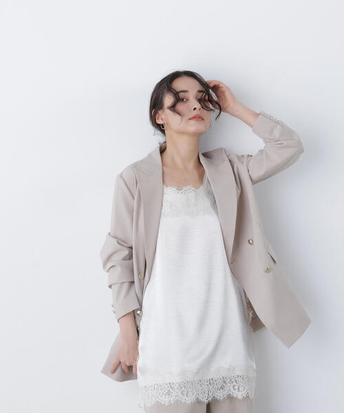 N.（N. Natural Beauty Basic）（エヌエヌナチュラルビューティーベーシック）の「サテンレースキャミソール（キャミソール・レディース・ベージュ/ブラック/オフホワイト・ﾌﾘ-）」の11枚目の写真