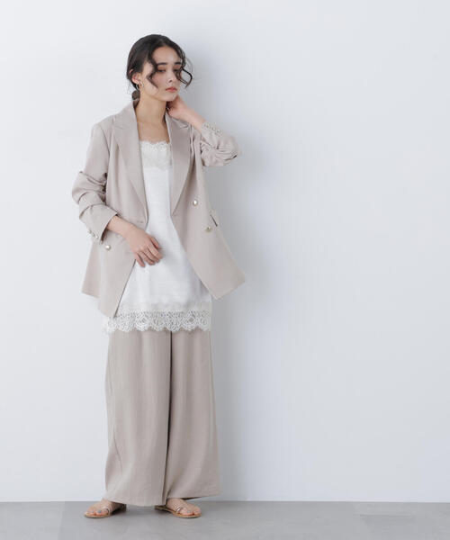 N.（N. Natural Beauty Basic）（エヌエヌナチュラルビューティーベーシック）の「サテンレースキャミソール（キャミソール・レディース・ベージュ/ブラック/オフホワイト・ﾌﾘ-）」の13枚目の写真