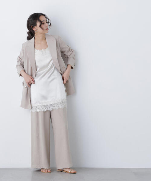 N.（N. Natural Beauty Basic）（エヌエヌナチュラルビューティーベーシック）の「サテンレースキャミソール（キャミソール・レディース・ベージュ/ブラック/オフホワイト・ﾌﾘ-）」の14枚目の写真