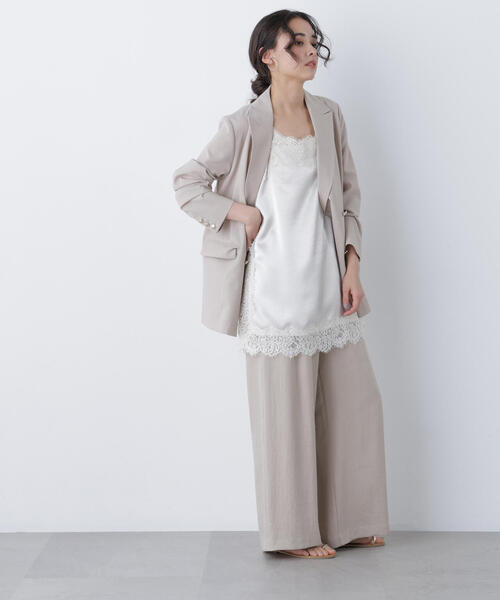 N.（N. Natural Beauty Basic）（エヌエヌナチュラルビューティーベーシック）の「サテンレースキャミソール（キャミソール・レディース・ベージュ/ブラック/オフホワイト・ﾌﾘ-）」の15枚目の写真