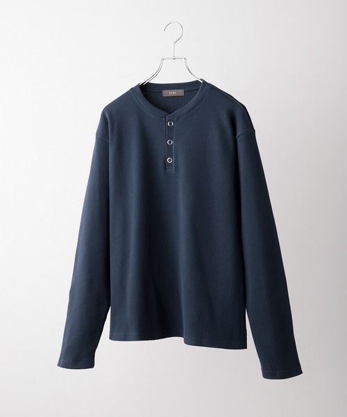 CLEL（クレイル）の「【CLEL】Functionary Thermal Henley Neck T-Shirt / ファンクショナリー サーマルヘンリーネックTシャツ(ロンT)（Tシャツ/カットソー・メンズ・ワイン/グレイッシュベージュ/杢グレー/ネイビー/ブラック・S/M/L/XS）」の8枚目の写真