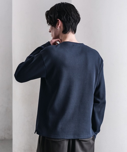 CLEL（クレイル）の「【CLEL】Functionary Thermal Henley Neck T-Shirt / ファンクショナリー サーマルヘンリーネックTシャツ(ロンT)（Tシャツ/カットソー・メンズ・ワイン/グレイッシュベージュ/杢グレー/ネイビー/ブラック・S/M/L/XS）」の18枚目の写真