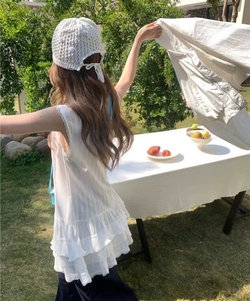 Ritzy(リッツィー)の「レースフリルノースリーブトップス(シャツ/ブラウス・レディース・ホワイト・M/L)」の9枚目の写真