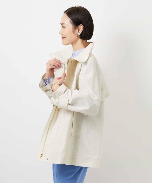 MICHEL KLEIN(ミッシェル・クラン)の「ミドル丈スタンドライトコート(ステンカラーコート・レディース・ネイビー/アイボリー・38)」の7枚目の写真
