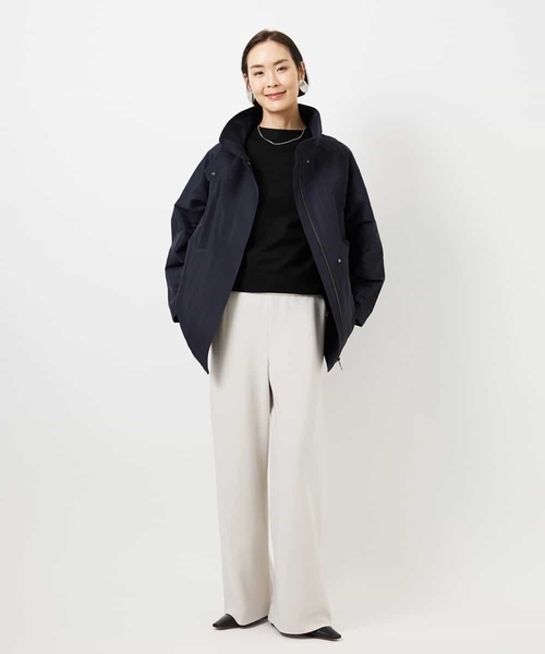 MICHEL KLEIN(ミッシェル・クラン)の「ミドル丈スタンドライトコート(ステンカラーコート・レディース・ネイビー/アイボリー・38)」の20枚目の写真