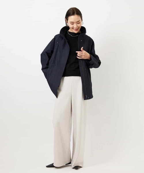 MICHEL KLEIN(ミッシェル・クラン)の「ミドル丈スタンドライトコート(ステンカラーコート・レディース・ネイビー/アイボリー・38)」の21枚目の写真