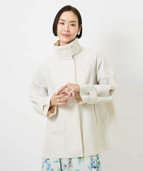 MICHEL KLEIN(ミッシェル・クラン)の「ミドル丈スタンドライトコート(ステンカラーコート・レディース・ネイビー/アイボリー・38)」の4枚目の写真