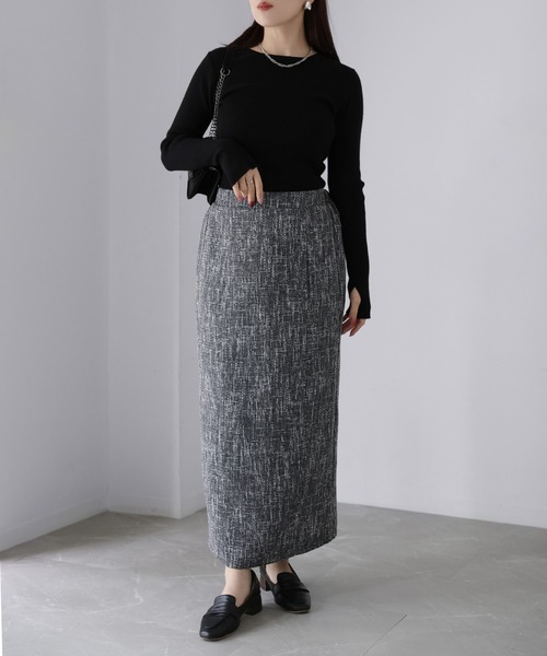 Riberry（リベリー）の「【セットアップ可】ツイードロングナロースカート（スカート・レディース・アイボリー/ブラック・FREE）」の22枚目の写真