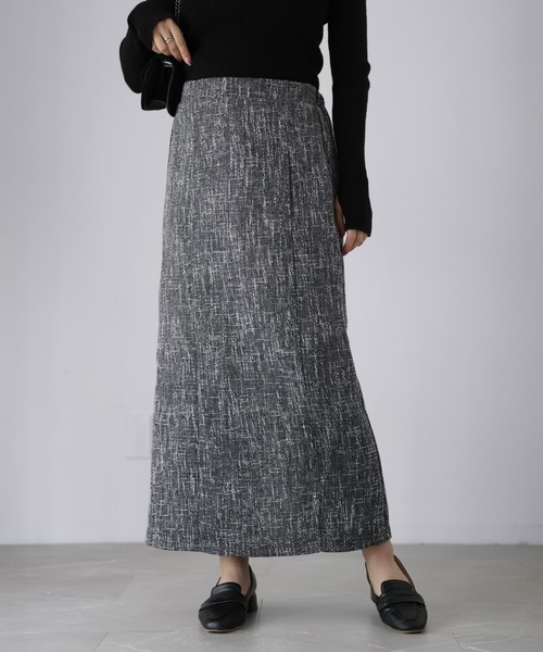 Riberry（リベリー）の「【セットアップ可】ツイードロングナロースカート（スカート・レディース・アイボリー/ブラック・FREE）」の6枚目の写真
