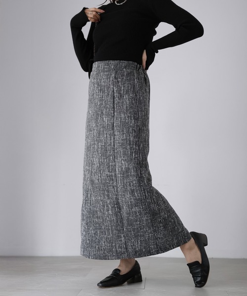 Riberry（リベリー）の「【セットアップ可】ツイードロングナロースカート（スカート・レディース・アイボリー/ブラック・FREE）」の19枚目の写真