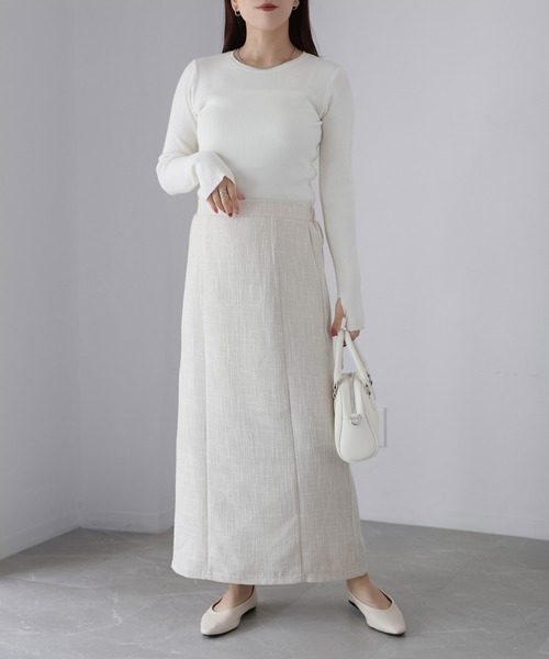 Riberry（リベリー）の「【セットアップ可】ツイードロングナロースカート（スカート・レディース・アイボリー/ブラック・FREE）」の10枚目の写真