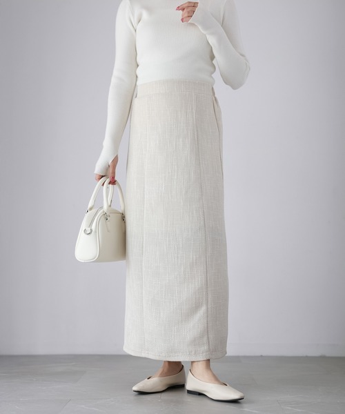 Riberry（リベリー）の「【セットアップ可】ツイードロングナロースカート（スカート・レディース・アイボリー/ブラック・FREE）」の4枚目の写真