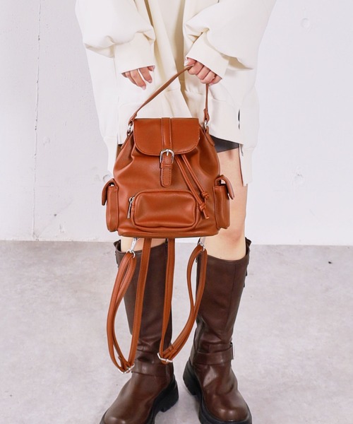 archives（アルシーヴ）の「２ＷＡＹミニリュック（バックパック/リュック・レディース・ブラック/キャメル・FREE）」の7枚目の写真