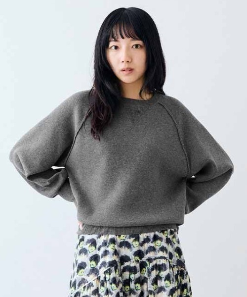 MEDE19F（メデジュウキュウ）の「ＭＥＤＥ１９Ｆ　スウェットライクニット（ニット/セーター・レディース・ネイビー/グレー/ブラウン・LL/L/M）」の2枚目の写真