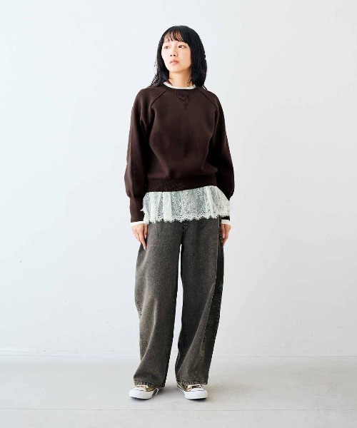 MEDE19F（メデジュウキュウ）の「ＭＥＤＥ１９Ｆ　スウェットライクニット（ニット/セーター・レディース・ネイビー/グレー/ブラウン・LL/L/M）」の4枚目の写真
