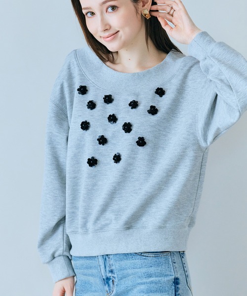 Audie a Muses（オーディアミューズ）の「ラメ裏毛ビジュー付きプルオーバー（Tシャツ/カットソー・レディース・ブラック/グレー・38/42）」の12枚目の写真