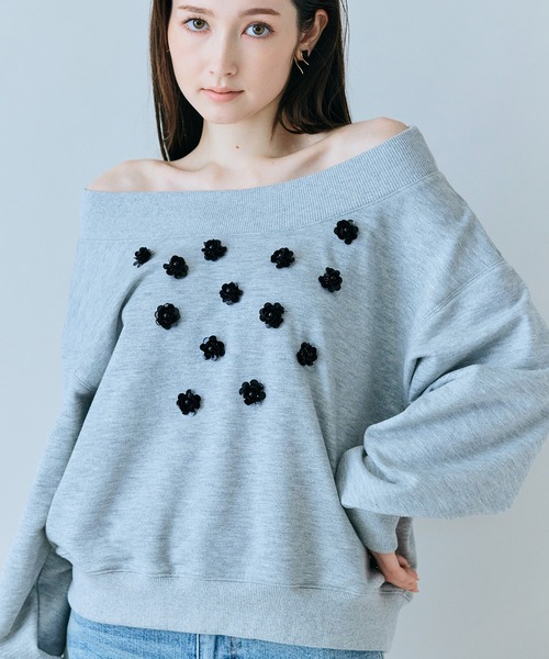 Audie a Muses（オーディアミューズ）の「ラメ裏毛ビジュー付きプルオーバー（Tシャツ/カットソー・レディース・ブラック/グレー・38/42）」の17枚目の写真