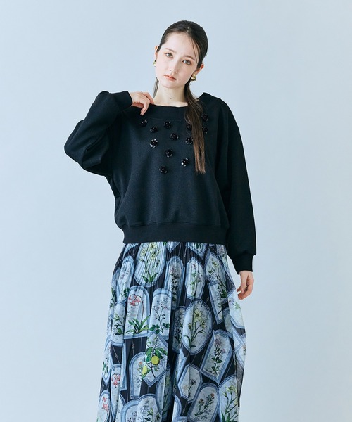Audie a Muses（オーディアミューズ）の「ラメ裏毛ビジュー付きプルオーバー（Tシャツ/カットソー・レディース・ブラック/グレー・38/42）」の19枚目の写真