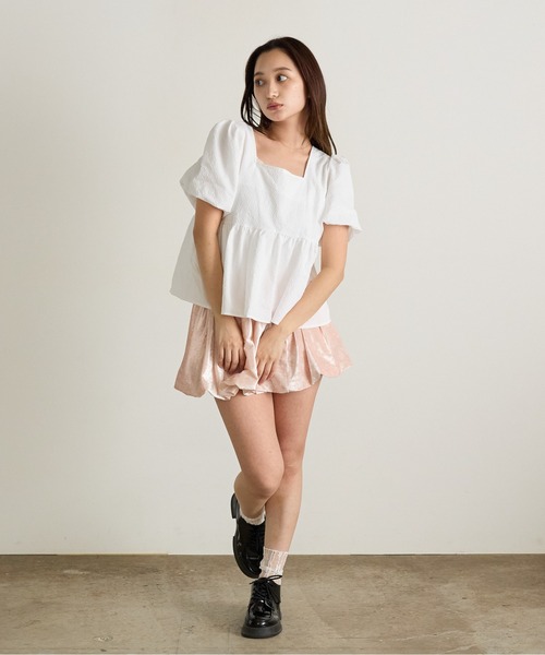 Siel（シエル）の「シボ感素材ギャザーフレアブラウス（シャツ/ブラウス・レディース・ブルー/ホワイト/グリーン/ピンク・FREE）」の17枚目の写真