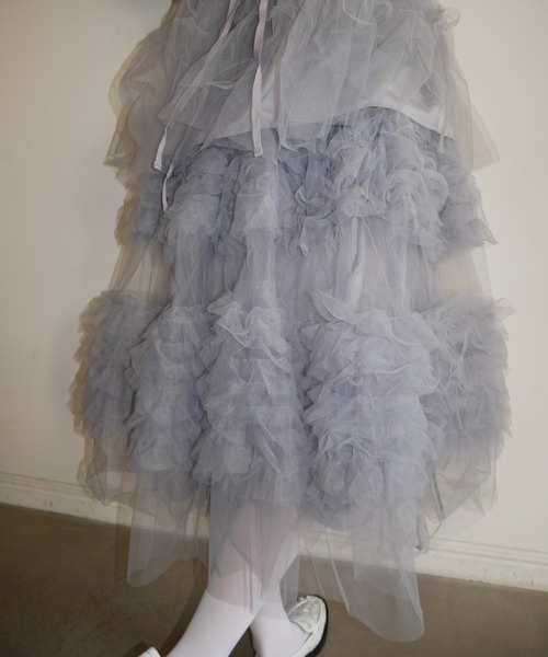 HONEY MI HONEY（ハニーミーハニー）の「tulle knee length skirt（スカート・レディース・グレー/ブラック/ピンク/ホワイト・FREE）」の3枚目の写真