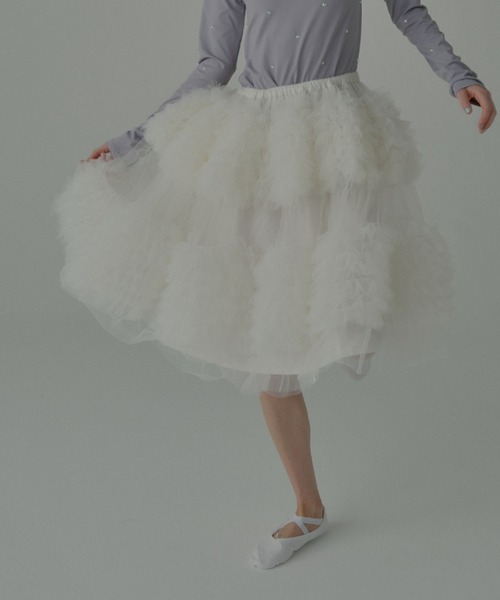 HONEY MI HONEY（ハニーミーハニー）の「tulle knee length skirt（スカート・レディース・グレー/ブラック/ピンク/ホワイト・FREE）」の6枚目の写真