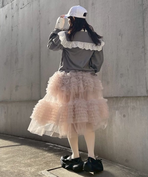HONEY MI HONEY（ハニーミーハニー）の「tulle knee length skirt（スカート・レディース・グレー/ブラック/ピンク/ホワイト・FREE）」の22枚目の写真