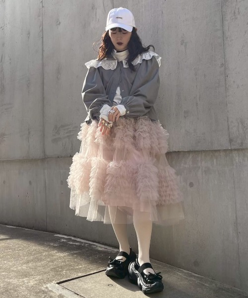HONEY MI HONEY（ハニーミーハニー）の「tulle knee length skirt（スカート・レディース・グレー/ブラック/ピンク/ホワイト・FREE）」の21枚目の写真